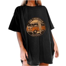 Drop  Loose d Graphic Shirt Vintage Bus San Francisco California Print Funny shi - £27.88 GBP