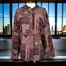 Dressbarn Brocade Tapestry Jacket 1X Blazer Purple Damask Women Baroque Vtg 90s - £23.34 GBP