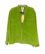 Quacker Factory Womens Corduroy Jacket Green Large  Zipper Front Pockets... - £27.51 GBP