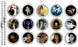 15 Michael Jackson Anniversary Silver Flat Bottle Cap Necklaces Set 2! - £14.00 GBP