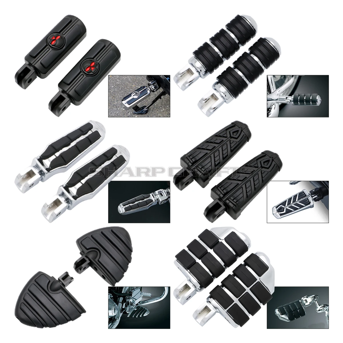 Motorcycle Front Driver Rider Rubber Foot Pegs Footrests Footpegs For Su... - $38.09+