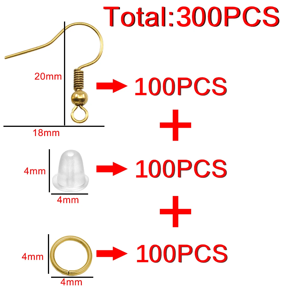 0pcs lot hypoallergenic earring hook kit mix color ear wires fish hooks open jump rings thumb200
