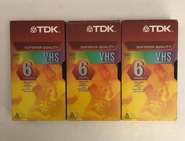 Tdk Superior Quality T-120 Vhs Video Tapes-Lot Of 3 Used-6 HOUR-RARE-SHIP 24 Hrs - $14.73