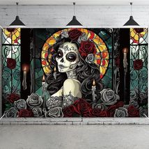 Dia De Los Muertos Banner 71X43 Inch Day of the Dead Banner Gothic Hallo... - $17.09