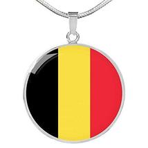 Express Your Love Gifts Belgium Flag Necklace Belgium Flag Engraved 18k Gold 18- - £51.55 GBP