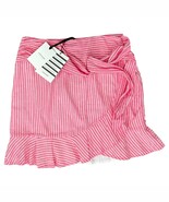 Sezane Pink White Stripe Mini Ruffle Tie Front Faux Wrap Skirt Sz 38 / 8... - $111.47 CAD