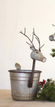 NEW RUSTIC METAL Christmas Reindeer HEAD 4 PLANTERS, BUCKETS ETC. - £14.91 GBP