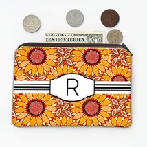 Graphic Sunflower Design : Gift Coin Purse Fabric Pattern Almond Shaped Leaf Geo - £7.98 GBP
