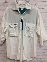 Columbia Mens PFG Radial Sleeve Embroidered Fishing Shirt Pockets White L - £11.67 GBP