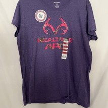 Realtree Shirt Women&#39;s Purple Short Sleeve T-Shirt Pink Camo Logo XL - $8.13