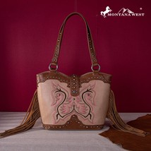 Montana West Embroidered Fringe Tote Tan - $54.45