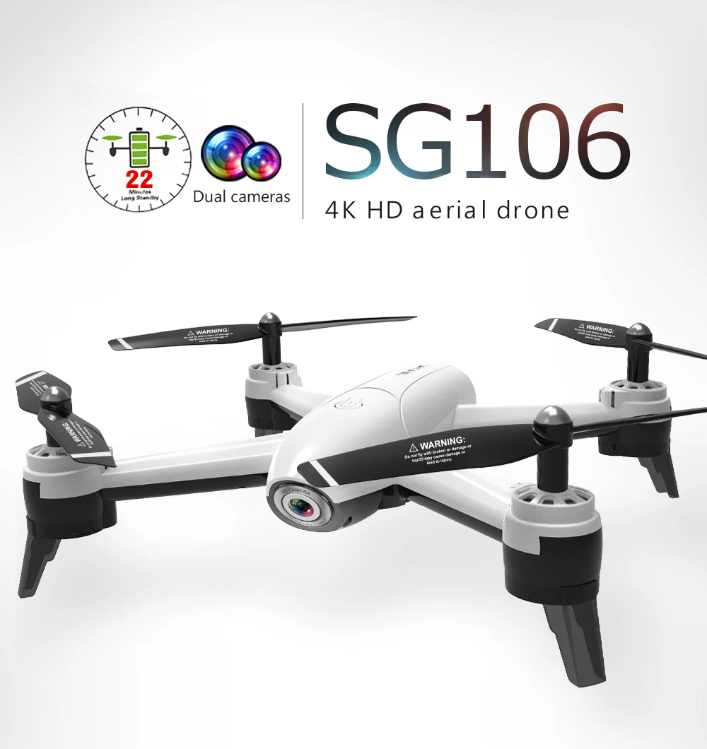 SG106 Drones With Camera HD 4K Dual Camera Optical Flow WiFi Video Helicopter RC - £52.21 GBP+