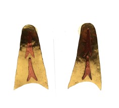 Vtg Hammered Arrowhead Earrings Post Pierced Brass &amp; Copper Tone Fashion... - $14.99