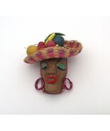 HUGE 40s ELZAC Carmen Miranda Victim of Fashion Face Head Pin - $146.95