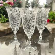 Vintage Cambridge Rose Point Clear Glass Etched #3121 4 Iced Tea Glasses... - $46.75