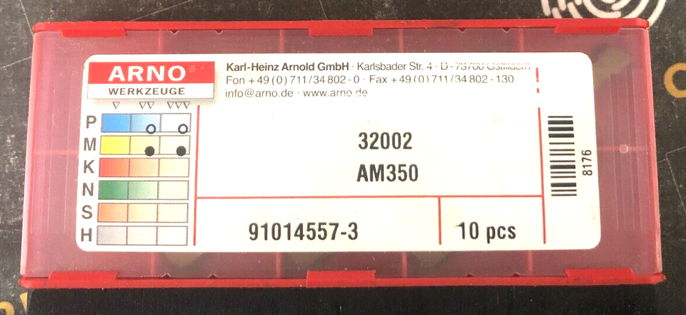 32002 AM350 - CARBIDE - GROOVING INSERTS - PACK OF 7 - ARNO - $30.52