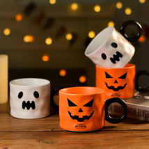 Pumpkin Ceramic Cup Party Favor Ceramic Cups With Handle Portable Cute Halloween - £18.14 GBP