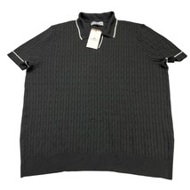 Thomas Sterling Sweater Top Men XL Black Cable Knit Short Sleeve Collare... - $47.88 CAD