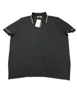 Thomas Sterling Sweater Top Men XL Black Cable Knit Short Sleeve Collare... - $48.24 CAD