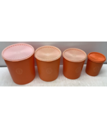 Vintage 1970&#39;s Tupperware Orange 4 Piece Nesting Canister Set w/ Lids - $444.38 MXN
