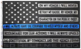 3X5 Usa Thin Blue Line Oath Of Honor Premium Printed 100D Nylon Flag Banner - £7.02 GBP