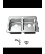 Glacier Bay Kitchen Sink W/ 2-Holes Pull-Out Faucet 33&quot; Drop-in Stainles... - $98.99