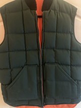 Vintage Reversible Down Vest 46&quot; Chest Orange/Green - £24.19 GBP