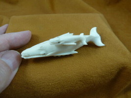 Whale-w45 Humpback Mama + baby Whales shed ANTLER figurine Bali detailed... - £58.86 GBP