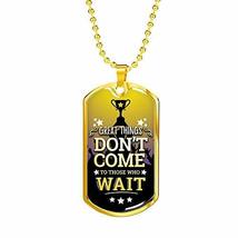 Express Your Love Gifts Great Things Necklace Engraved 18k Gold Dog Tag w 24&quot; Ch - £55.35 GBP