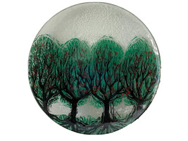 Signed JM Apples Design Fused Art Glass Plate - £50.42 GBP