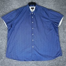 Lee Shirt Mens 3XL Blue Geometric Short Sleeve Button Down Cotton Casual... - £13.25 GBP