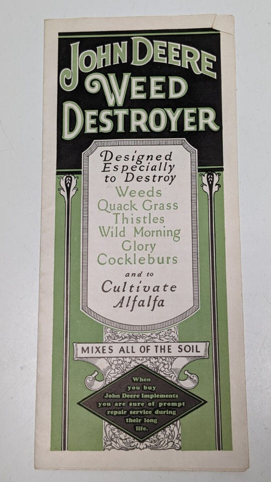 Primary image for JOHN DEERE WEED DESTROYER - ALFALFA CULTIVATOR 1929 SALES BROCHURE