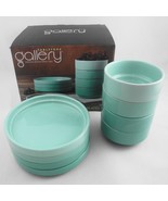 Tabletops Gallery 8pc Ceramic Set Aqua Green 6&quot; Canape Plates &amp; 4&quot; Tidbi... - £20.27 GBP