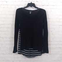 a.n.a A New Approach Top Womens XS Black Striped Long Sleeve Scoop Tunic Modal - £12.57 GBP
