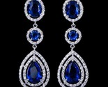 Ry bridal jewelry long big halo water drop royal blue cubic zirconia stone wedding thumb155 crop