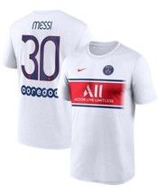 Men&#39;s Lionel Messi White Shirt Paris Saint-Germain Name Number Fan Top - $22.50