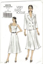 Very Easy Vogue 8179 A Line Calf Length Dress &amp; Jacket Pattern Size 6 8 10 12 UC - £12.52 GBP