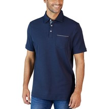 Tahari Men&#39;s Fine Cotton Interlock Short Sleeve Polo Shirt NAVY SMALL - £13.96 GBP