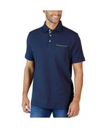 Tahari Men&#39;s Fine Cotton Interlock Short Sleeve Polo Shirt NAVY SMALL - £13.92 GBP