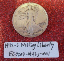 1942 S Walking Liberty Half Dollar, Die Chip &quot;UNUM&quot; Error; Vintage Old Coin - £21.19 GBP