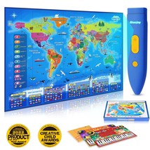 Bilingual Interactive World Map For Kids Learning And Educational Toys , Talking - £67.22 GBP