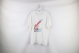 Vtg 90s Streetwear Mens Large Distressed Watercolor Wind Sailing Florida T-Shirt - £23.42 GBP