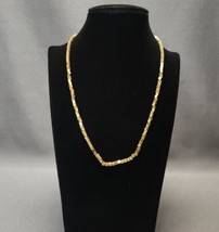 Vintage Gold-tone Cube Bead Chain Beaded Necklace 16~18&quot; Women&#39;s Costume Jewelry - £15.92 GBP