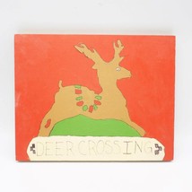 Handpainted Reindeer Christmas Wood Panel Home Decor - £68.44 GBP