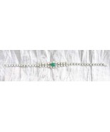 Elegant Prong-set Crystal &amp; Green Rhinestone Silver-tone Bracelet 1950s ... - £11.37 GBP