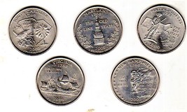 State Quarters 2000P Set Of 5 ,S. Caro, Mass.,N. Hampshire, Mary. Virg  - £4.38 GBP