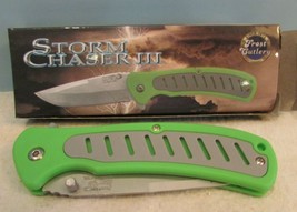 STORM CHASER 111 Folding Pocket Knife -4.5&quot; CLOSED LOCK SATIN FINSH GREE... - $12.15