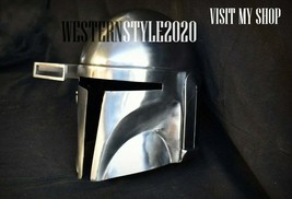 Medieval LARP Metal Mandalorian Helmet Famous Star wars Series metal helmet - £149.90 GBP