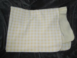 Lullaby Club Yellow White Checked Plaid Gingham Fleece Baby Blanket Love... - £27.68 GBP