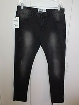 DOK FACE MENS JEANS BLACK COTTON/SPANDEX DISTRESSED JEANS-34-NWT-UNFINIS... - $8.59